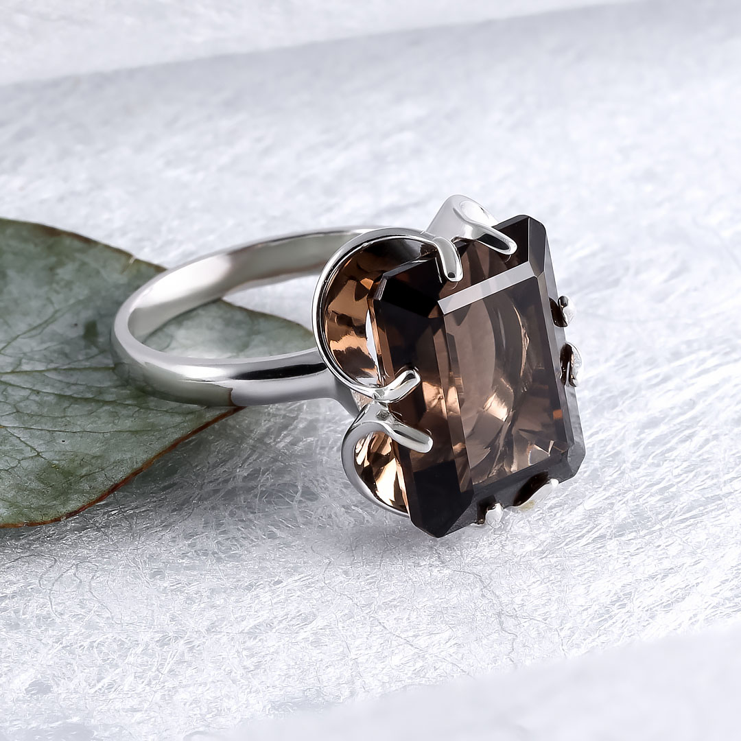 0231R Раухтопаз Кольцо (Ag 925)