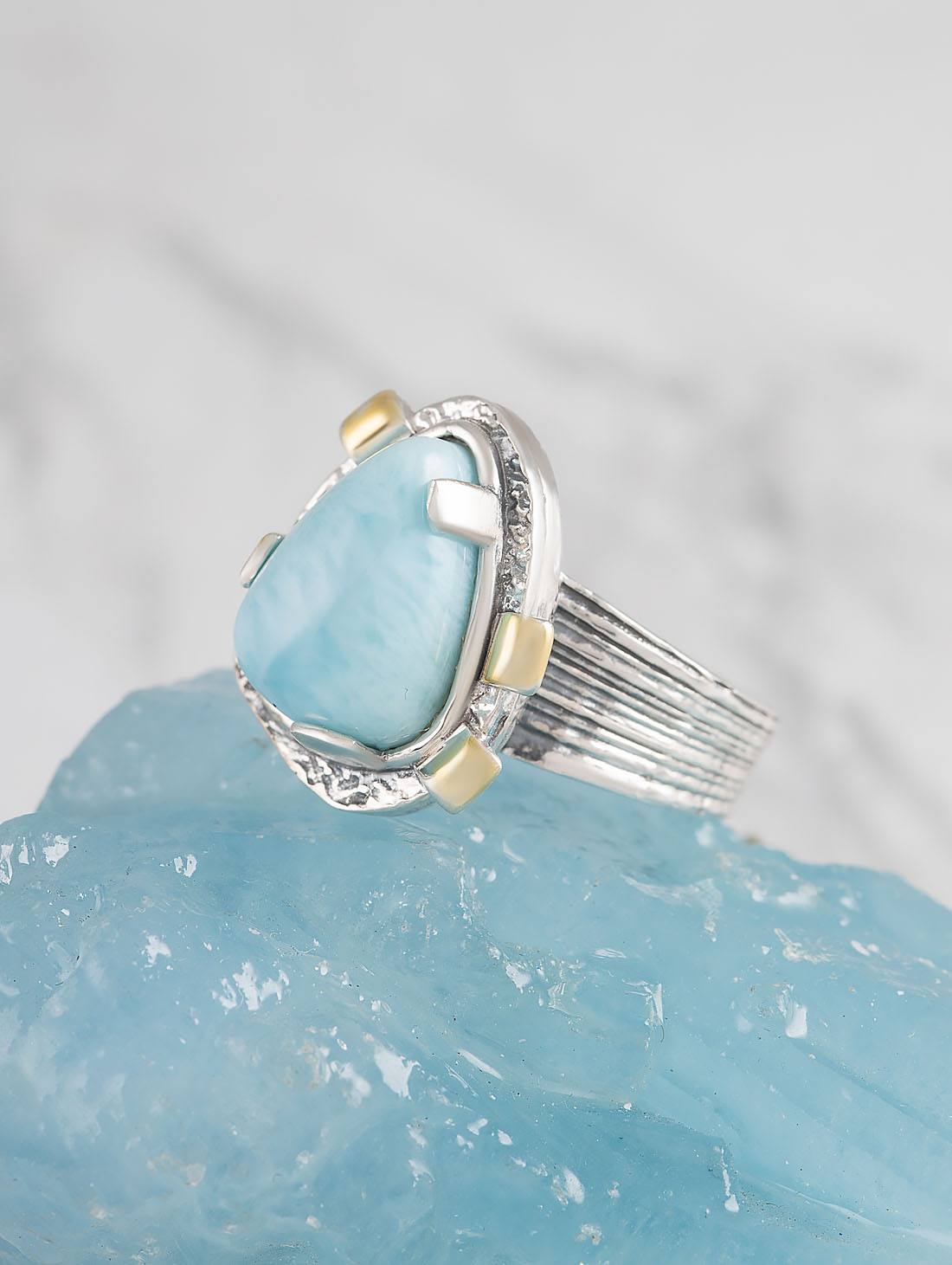 Rrr1462z Ларимар Кольцо (Ag 925)