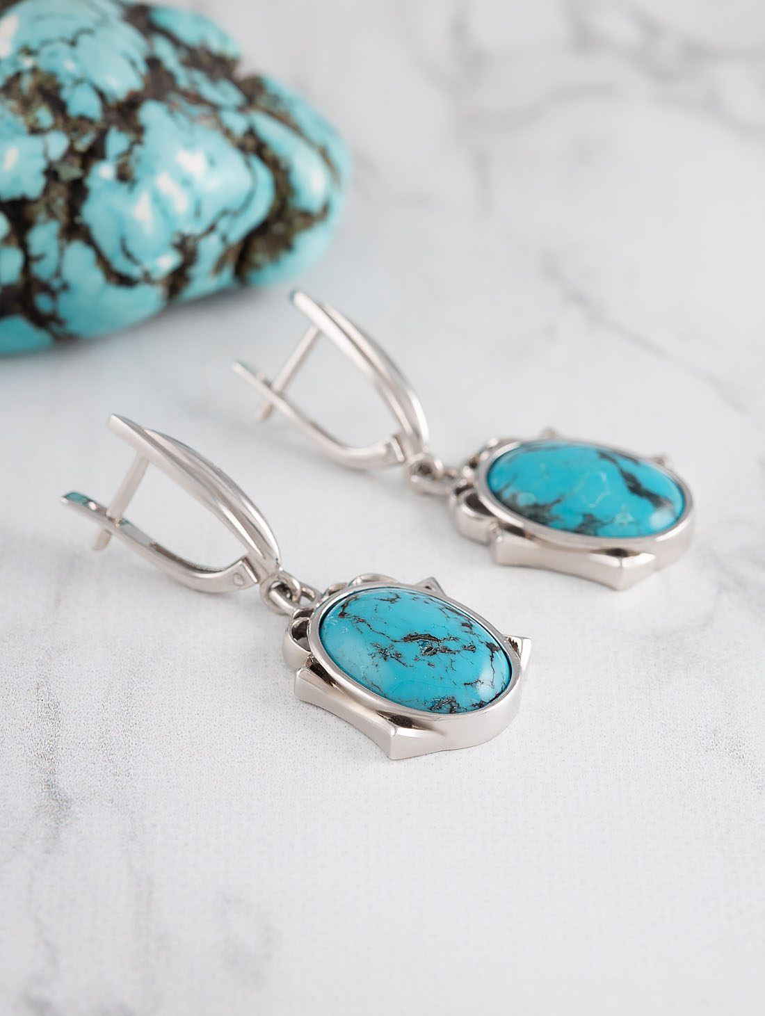 1564R Бирюза Серьги (Ag 925)