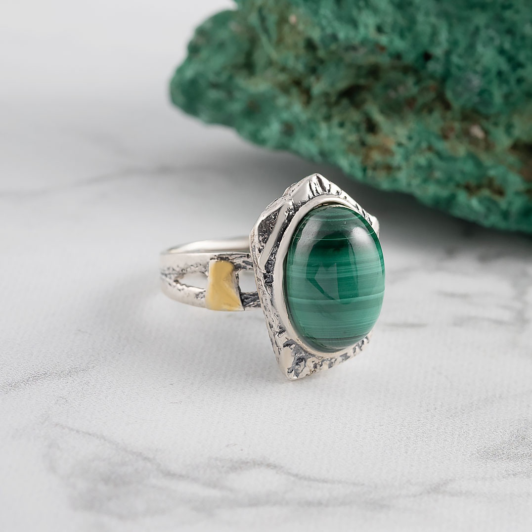Rrr1189z Малахит Кольцо (Ag 925)