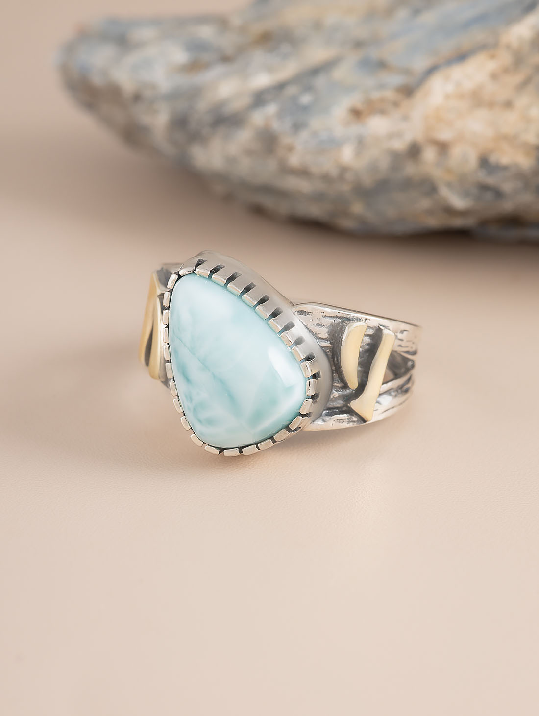 Rrr1494z Ларимар Кольцо (Ag 925)