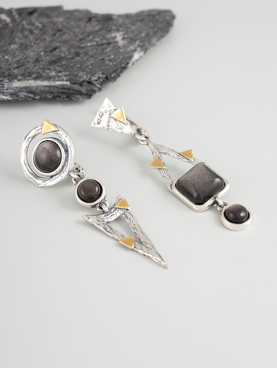 Err1238z Обсидиан Серьги (Ag 925)