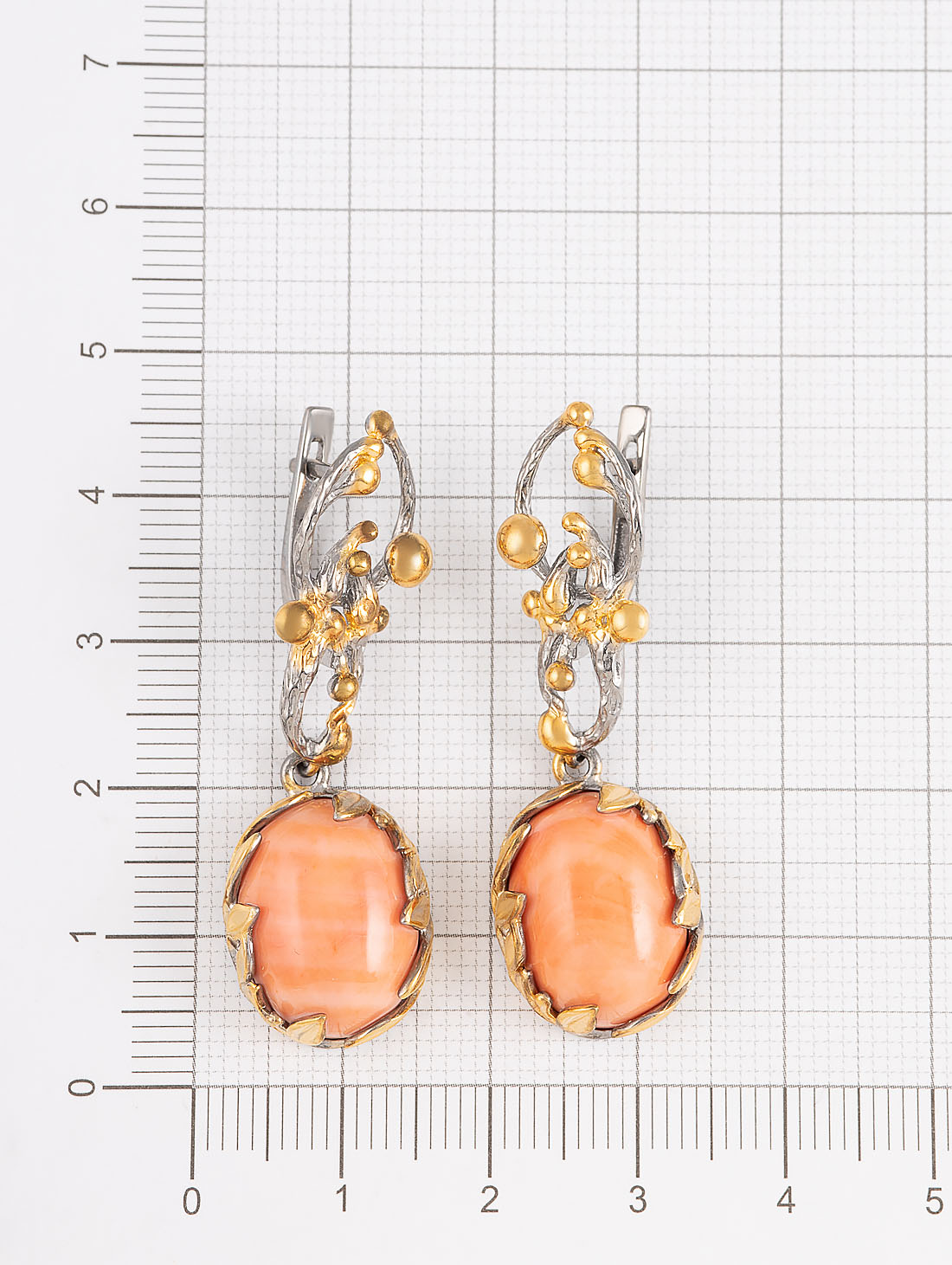 1593R Коралл оран Серьги (Ag 925)