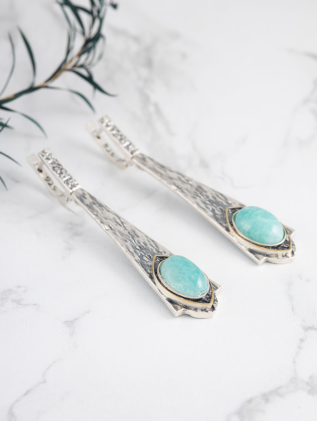 Err1218z Амазонит Серьги (Ag 925)