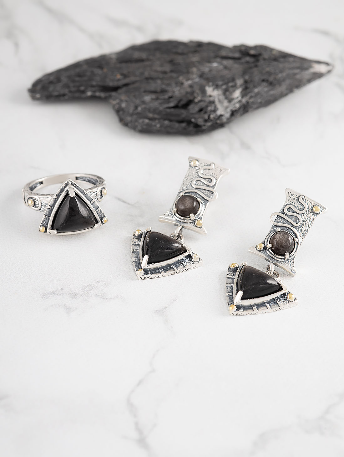 Err1507z Обсидиан Серьги (Ag 925)