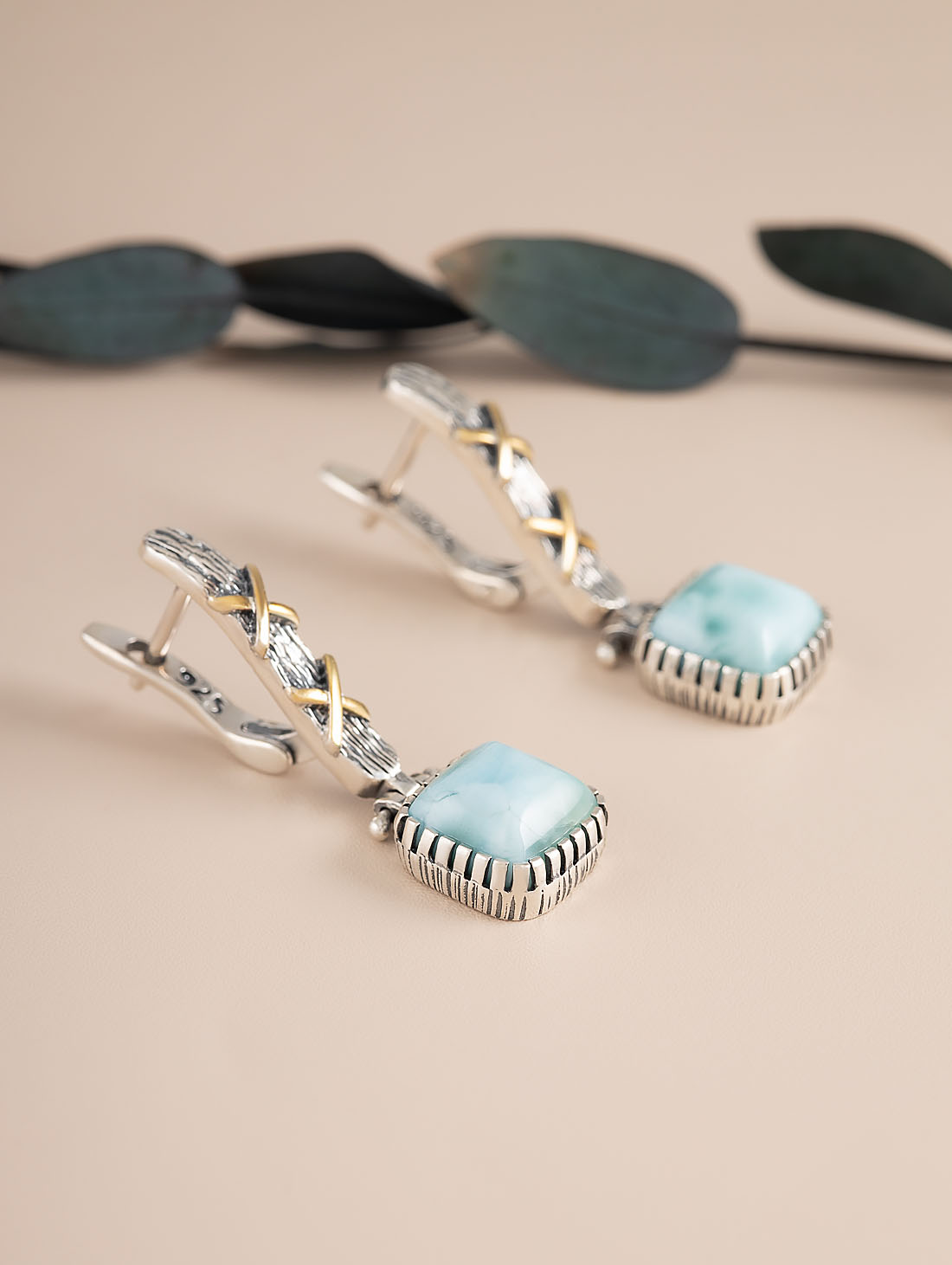 Err1506z Ларимар Серьги (Ag 925)