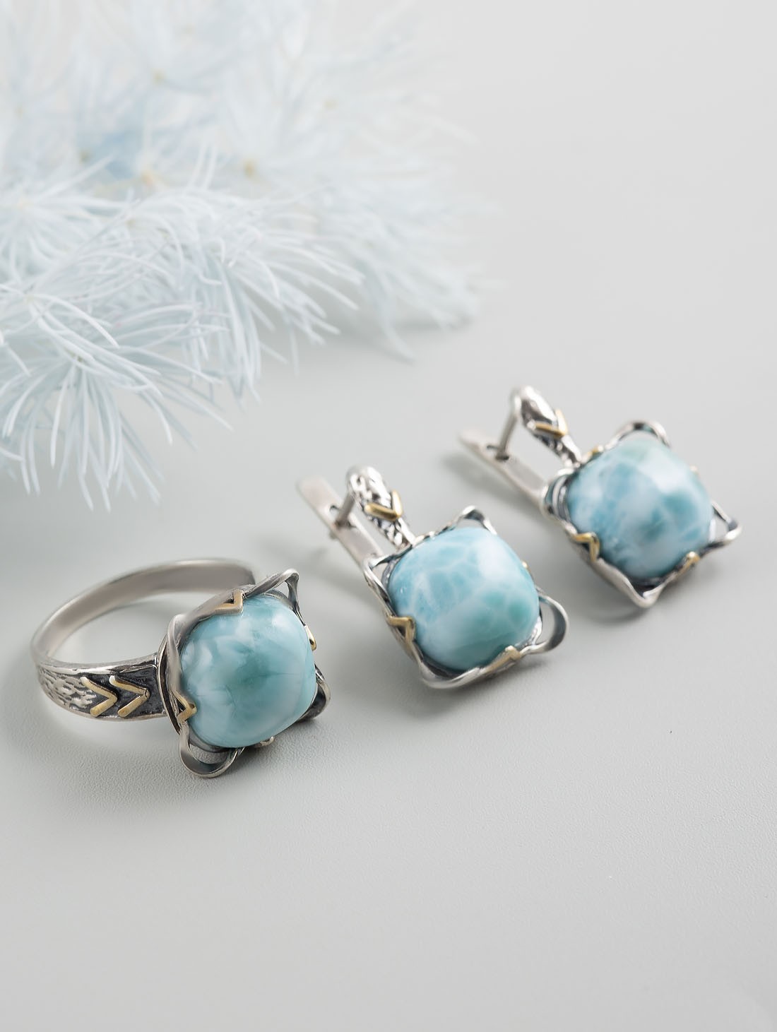 Rrr1339z Ларимар Кольцо (Ag 925)