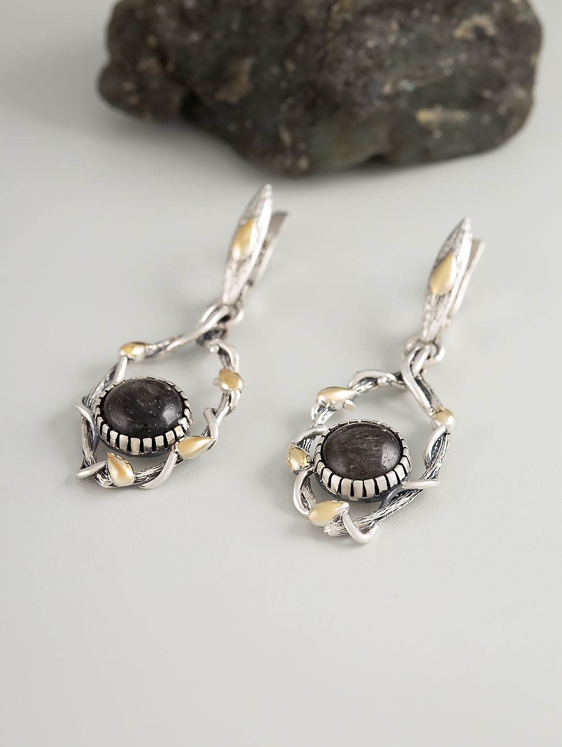 Err1476z Обсидиан Серьги (Ag 925)