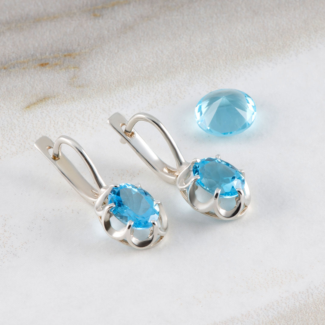 1549R Топаз Серьги (Ag 925)