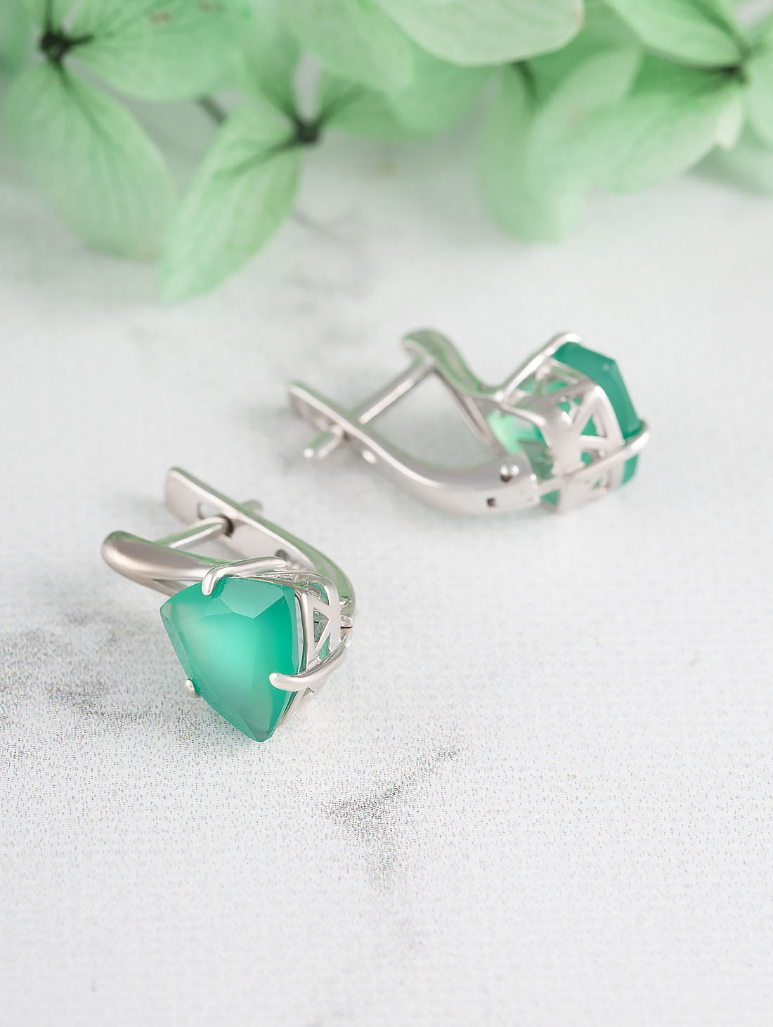 1560R Агат Серьги (Ag 925)