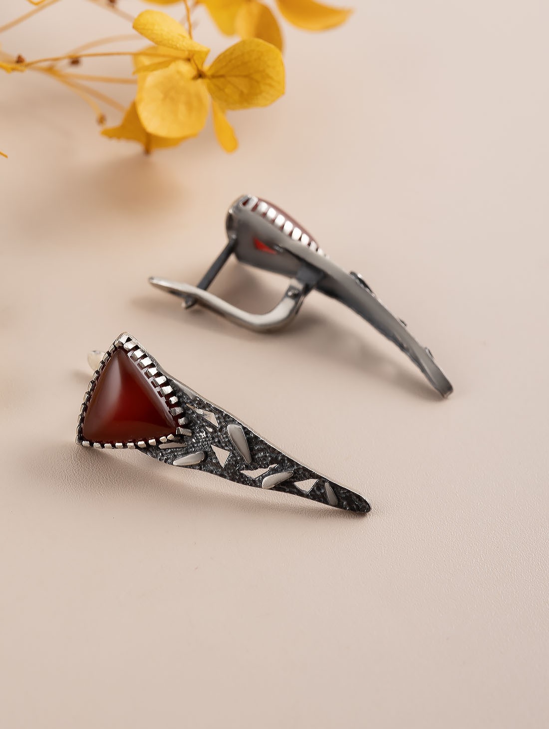 Err1495 Сердолик Серьги (Ag 925)