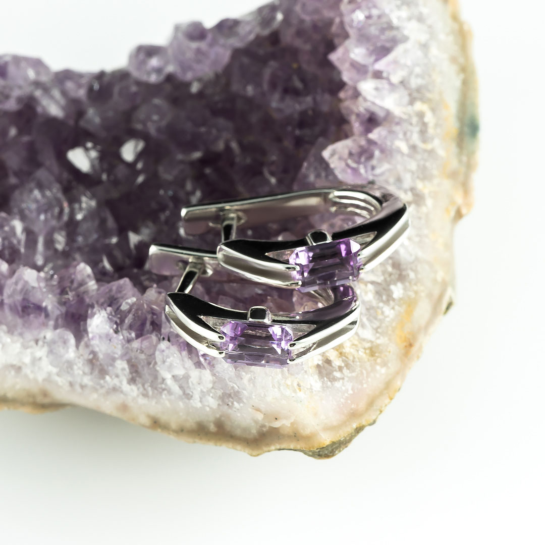 1250R Аметист Серьги (Ag 925)