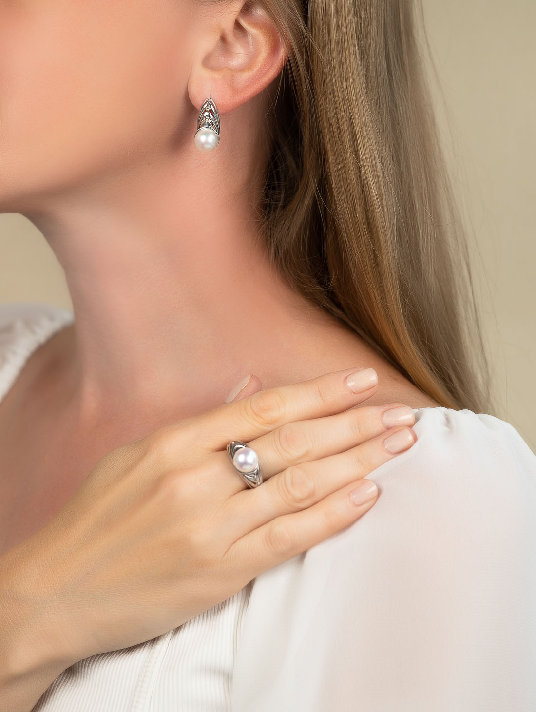 1385R Жемчуг Серьги (Ag 925)