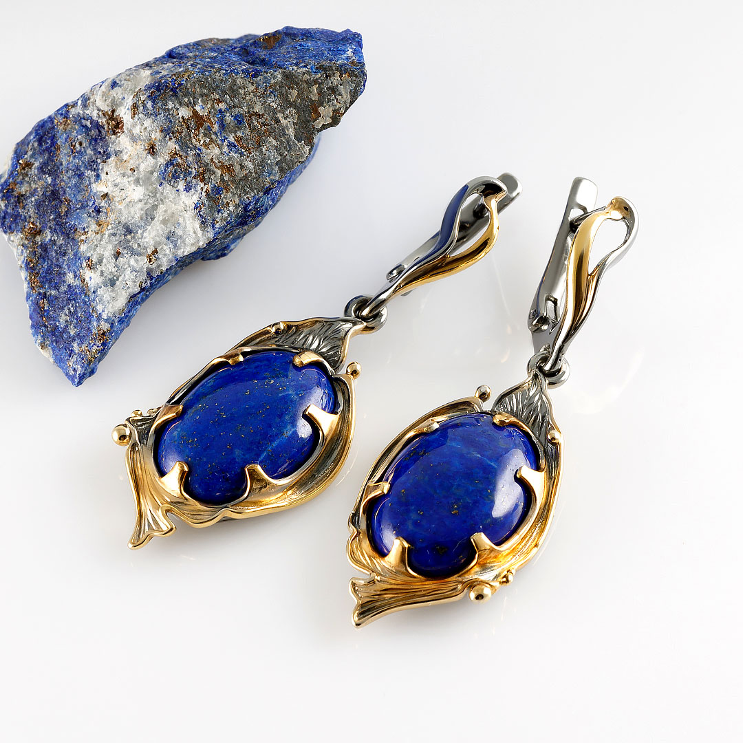 1607R Лазурит Серьги (Ag 925)