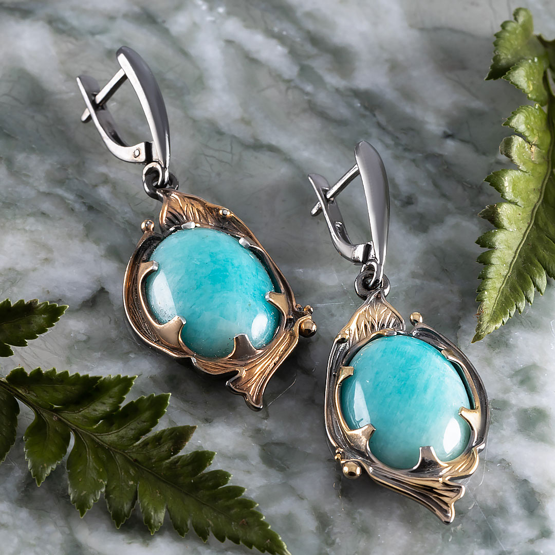 1607R Амазонит Серьги (Ag 925)