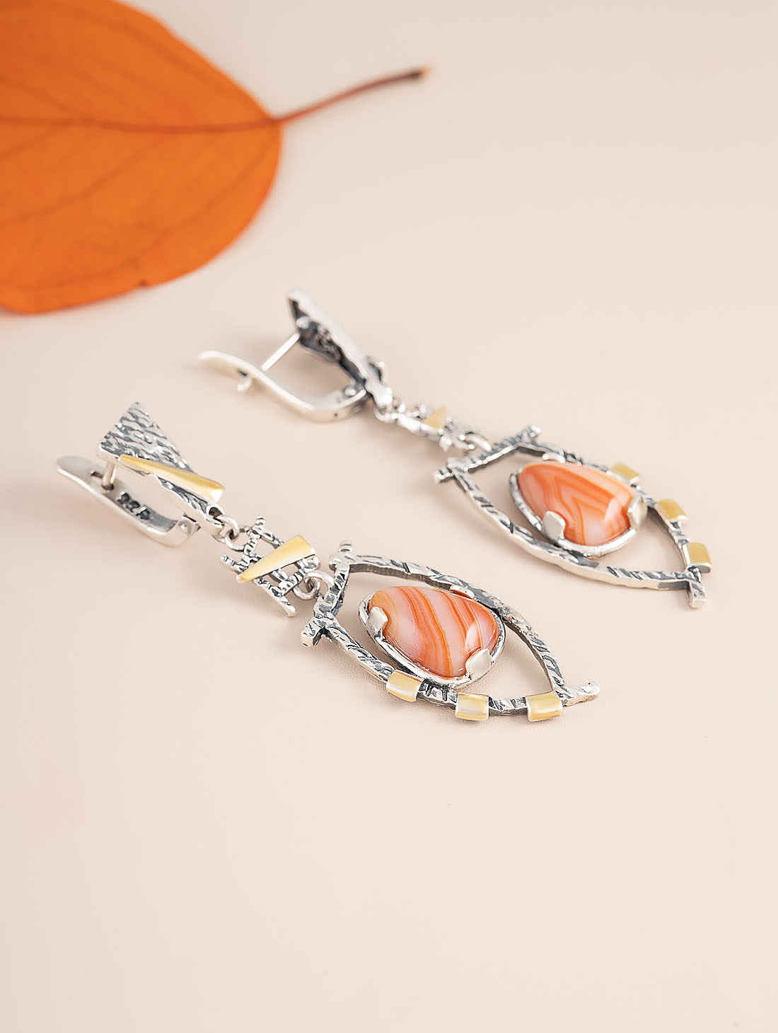 Err1462z Сердолик Серьги (Ag 925)