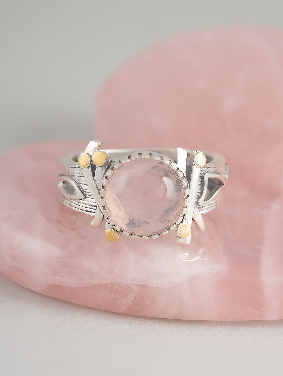 Rrr1491z Розовый кварц Кольцо (Ag_925)