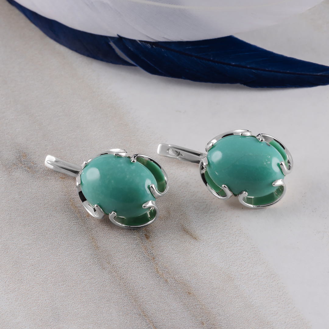 1231R Бирюза Серьги (Ag 925)