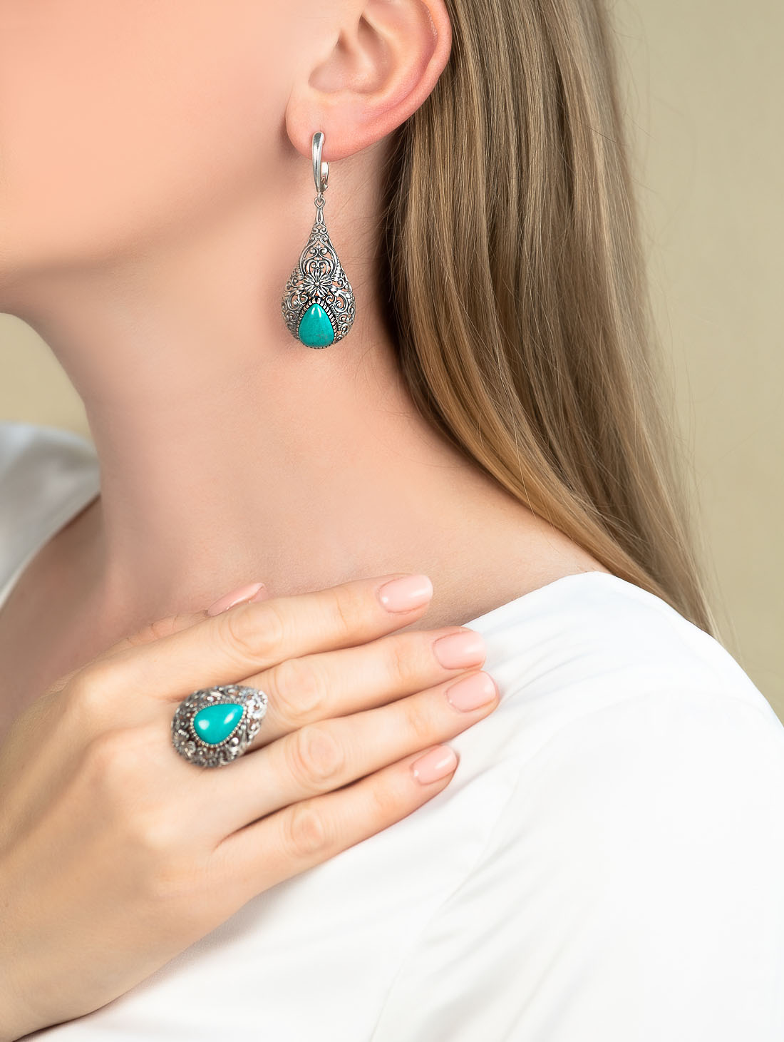 Err1475z Бирюза Серьги (Ag 925)