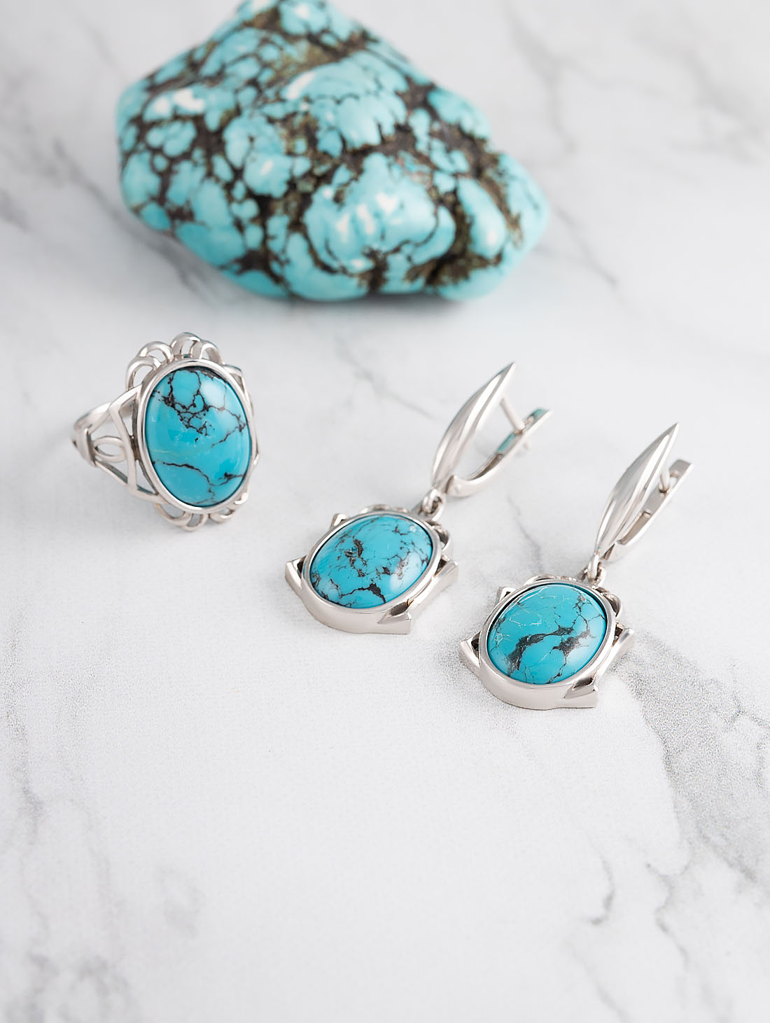 0564R Бирюза Кольцо (Ag 925)