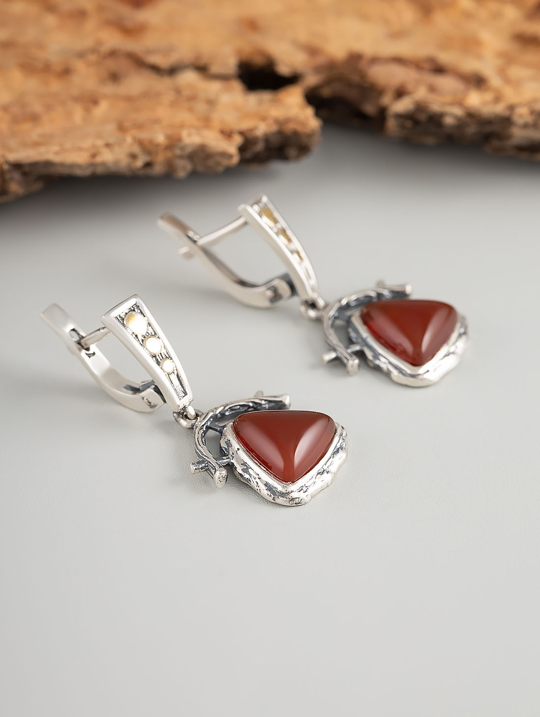 Err1268z Сердолик Серьги (Ag_925)