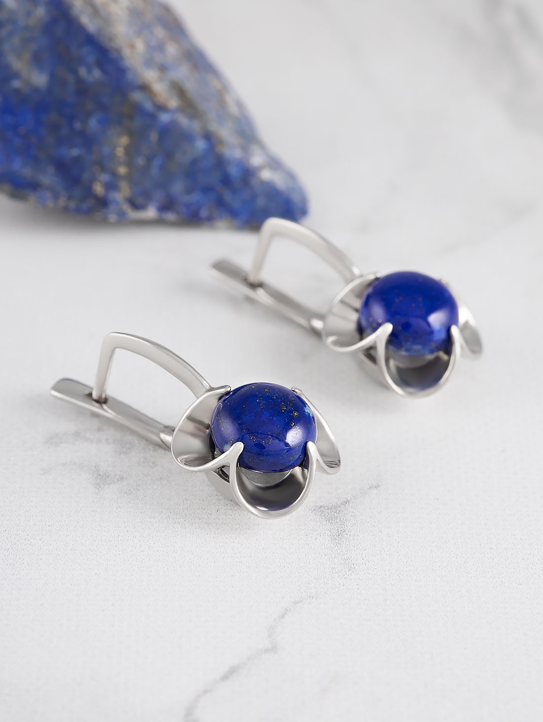 1271R Лазурит Серьги (Ag 925)