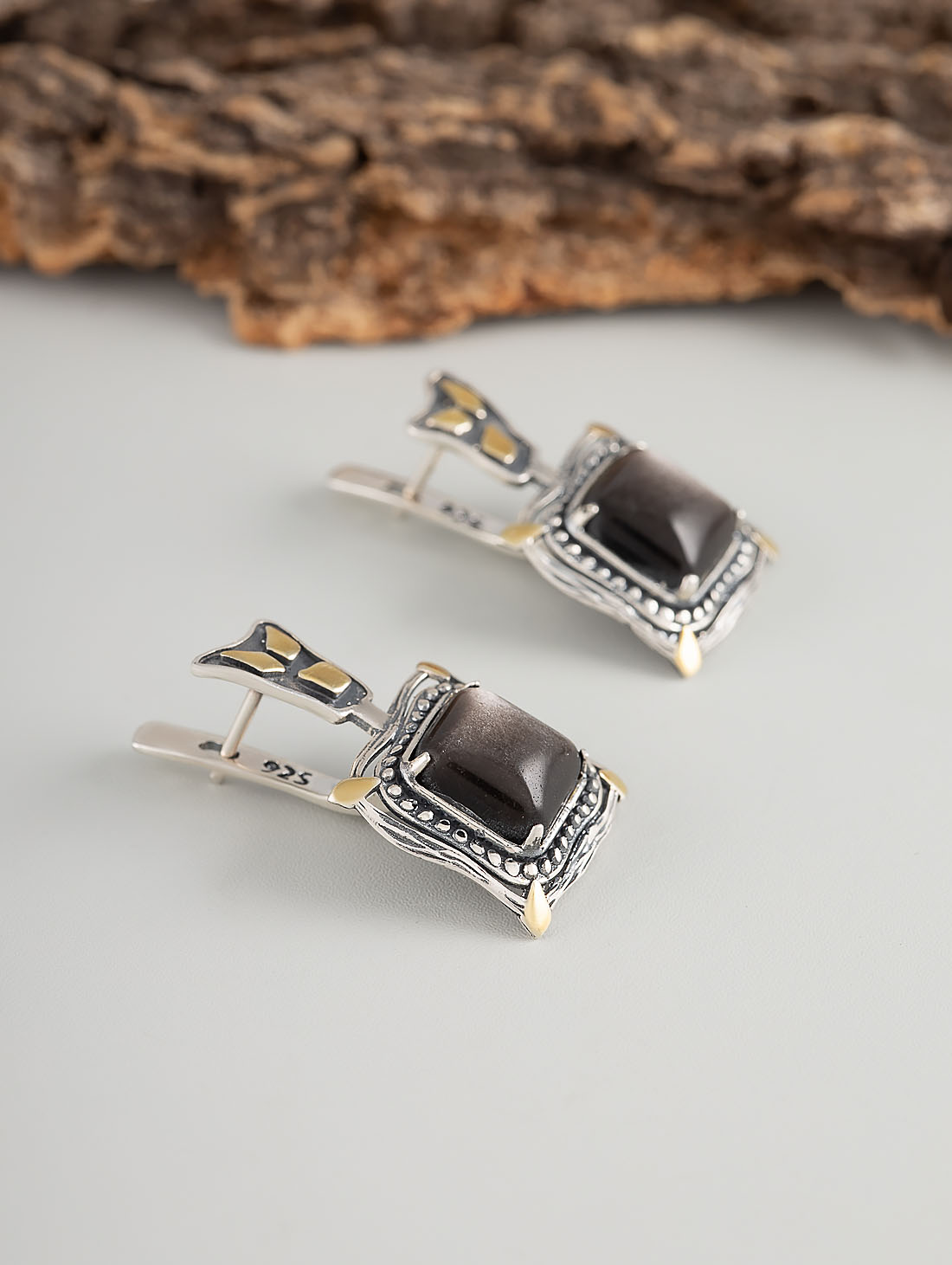 Err1340z Обсидиан Серьги (Ag 925)