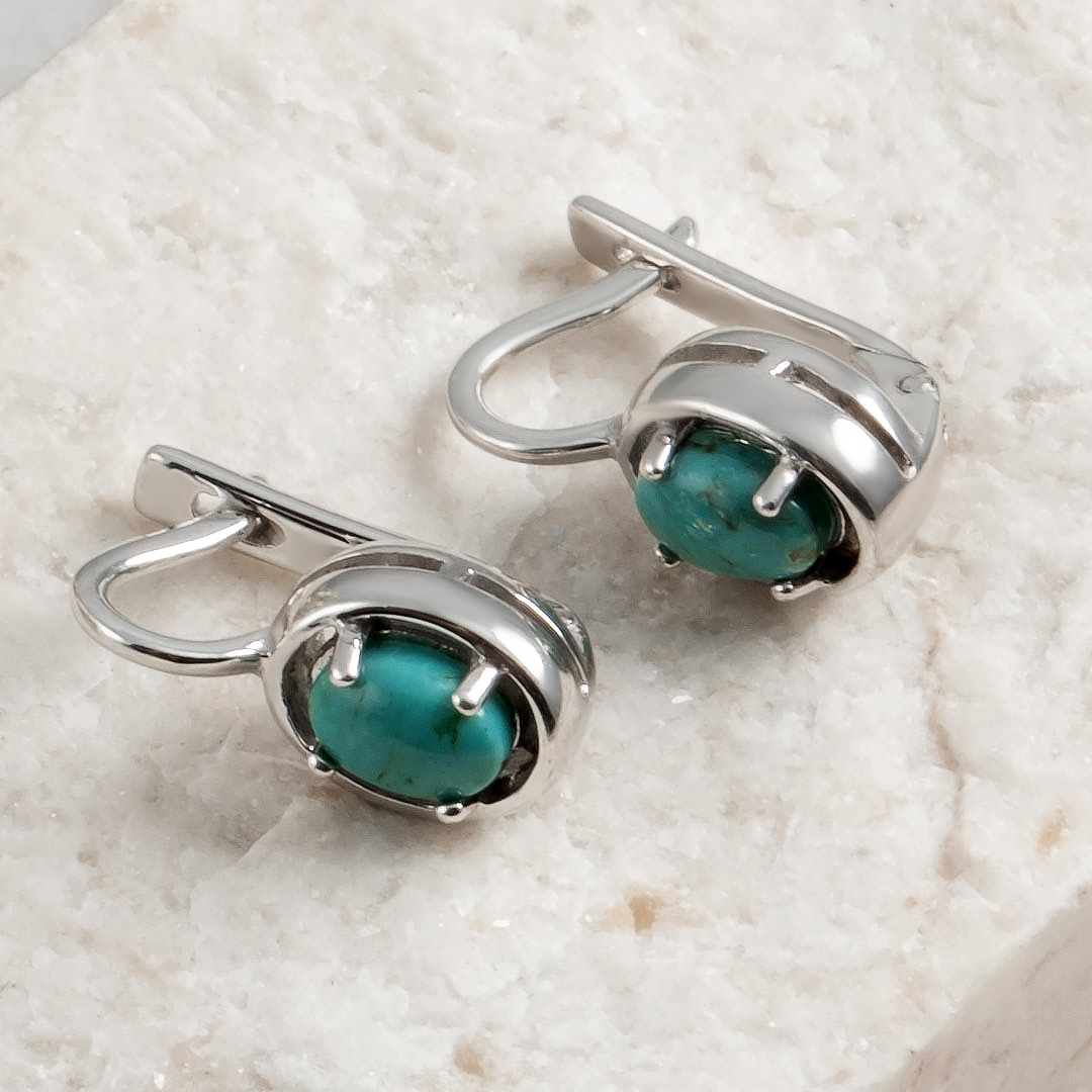 1240R Бирюза Серьги (Ag 925)