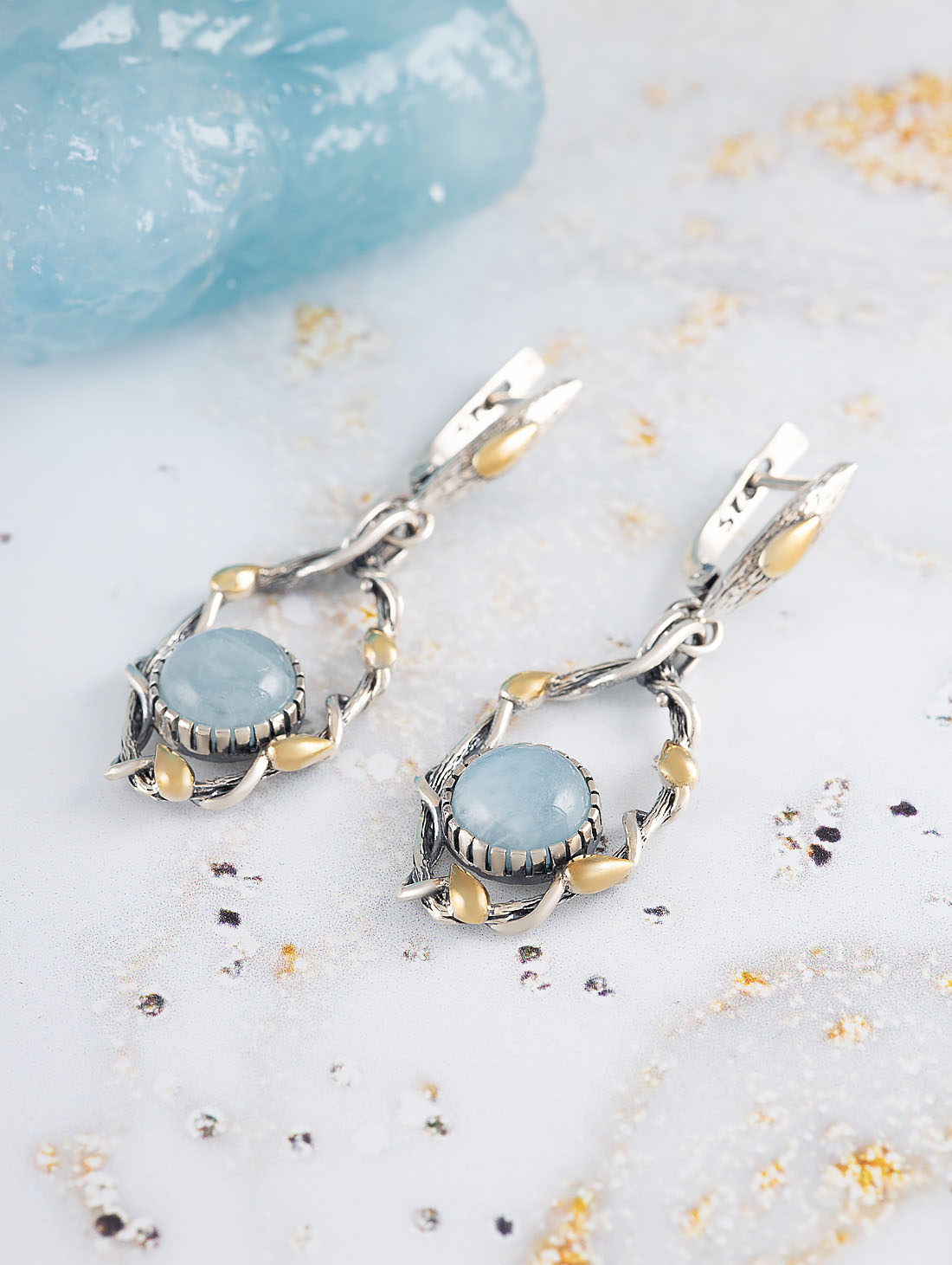 Err1476z Аквамарин Серьги (Ag 925)