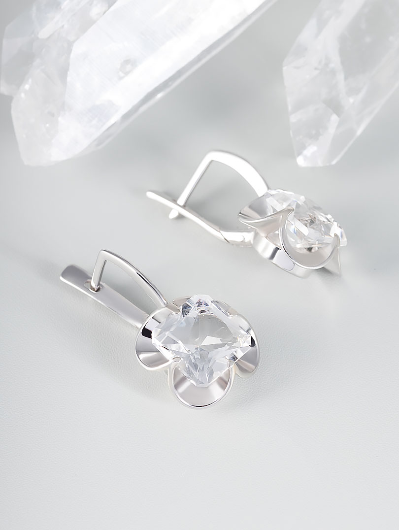 1271R Хрусталь Серьги (Ag 925)