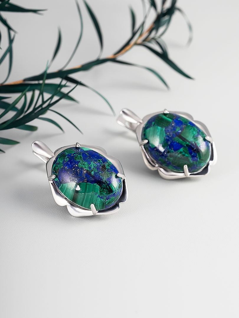 1573R Азурит Серьги (Ag 925)