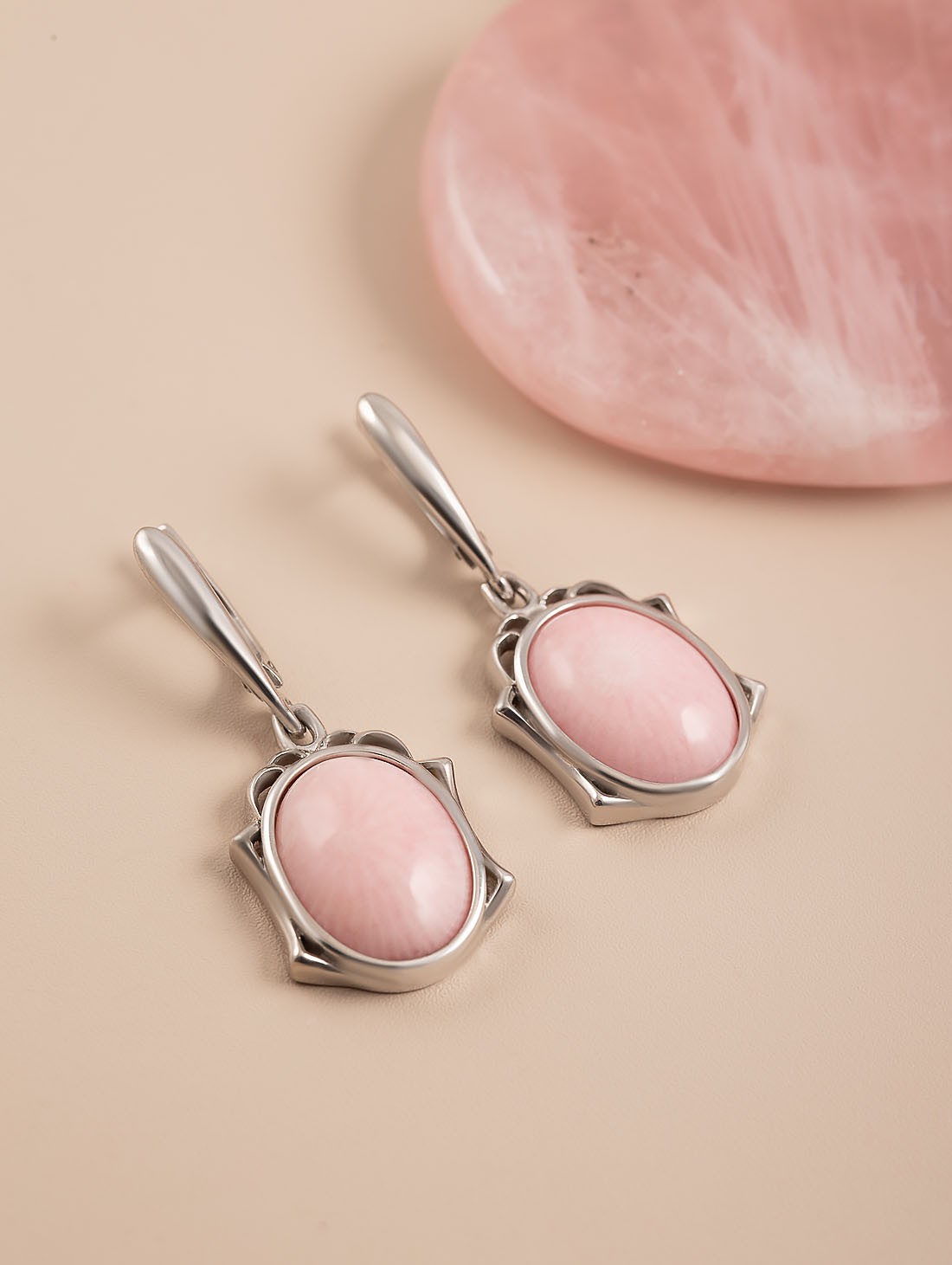 1564R Коралл Серьги (Ag 925)