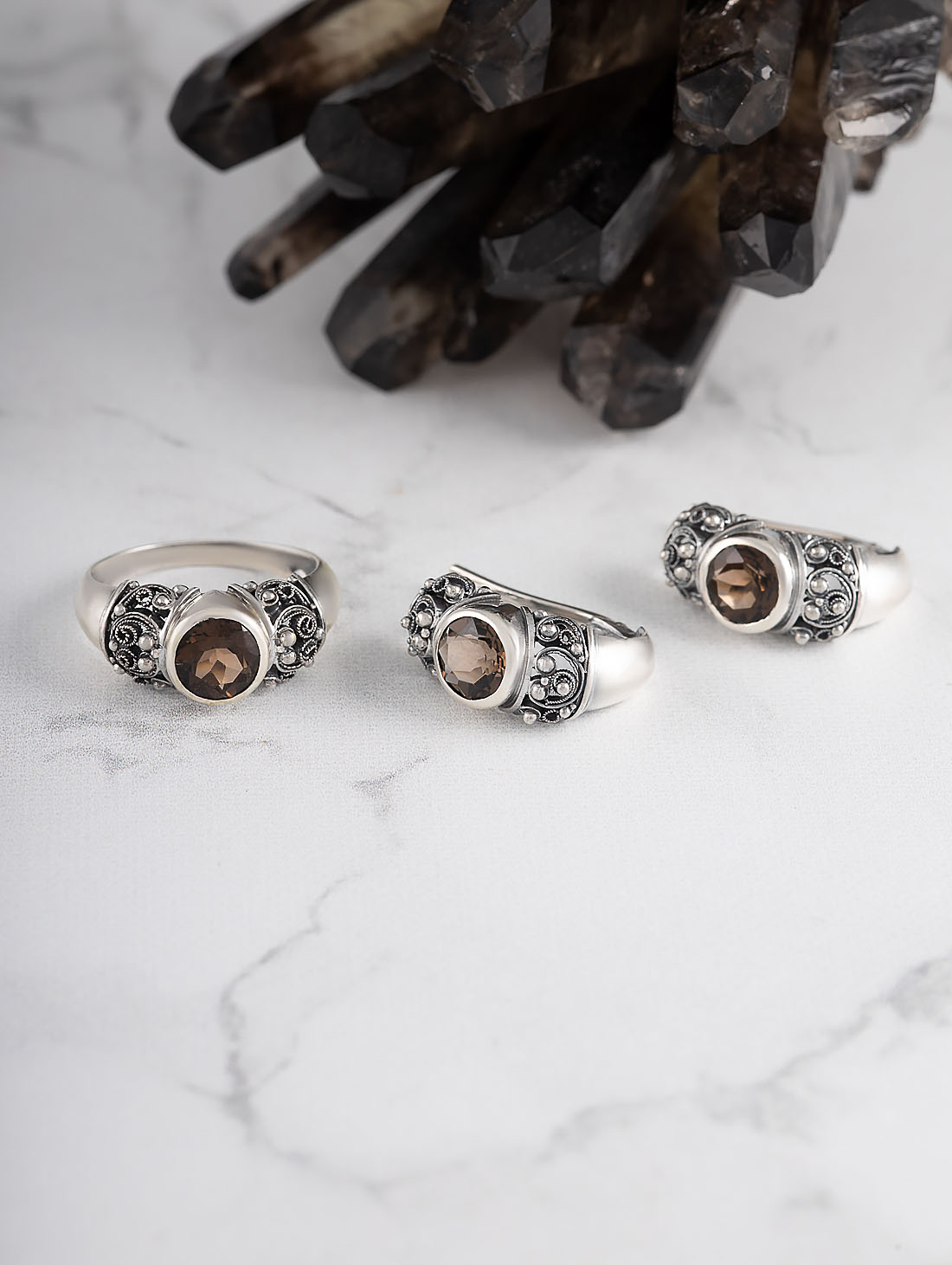 1227 Раухтопаз огр Серьги (Ag 925)