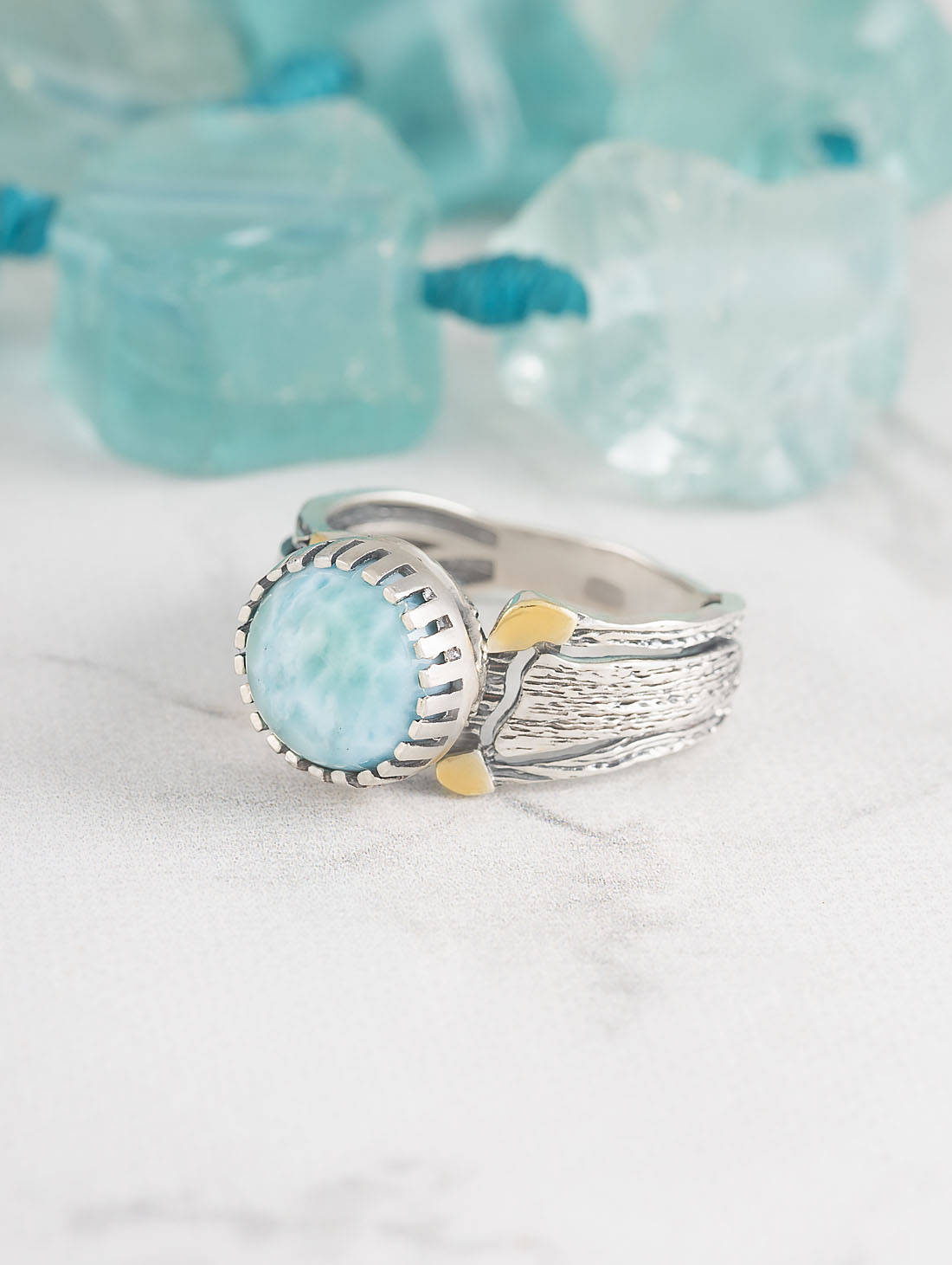 Rrr1504z Ларимар Кольцо (Ag_925)