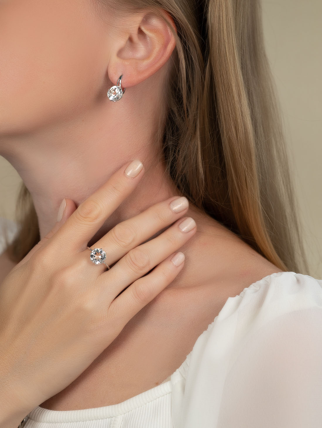 1490R Хрусталь Серьги (Ag 925)