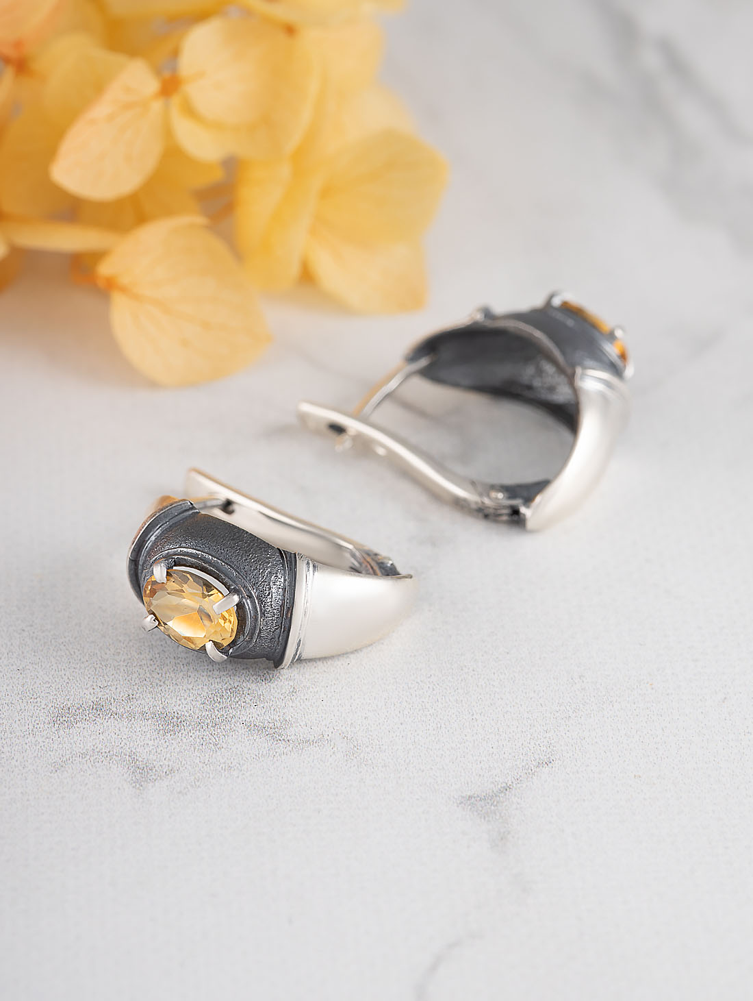 1228 Цитрин Серьги (Ag 925)