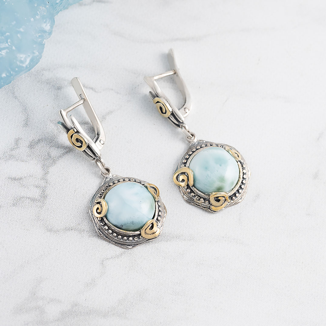 Err1344z Ларимар Серьги (Ag 925)