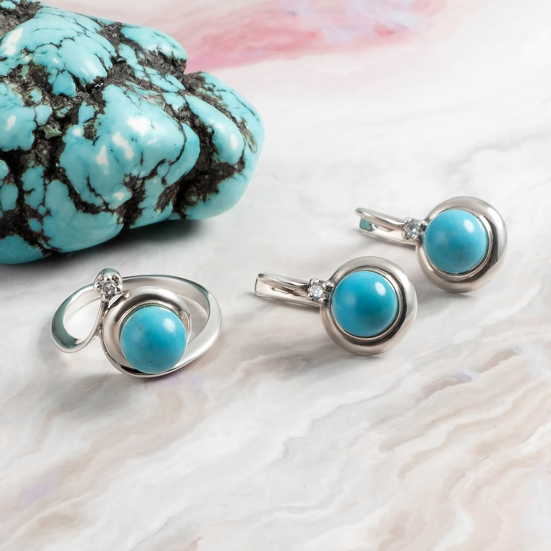 0233R Бирюза Кольцо (Ag 925)