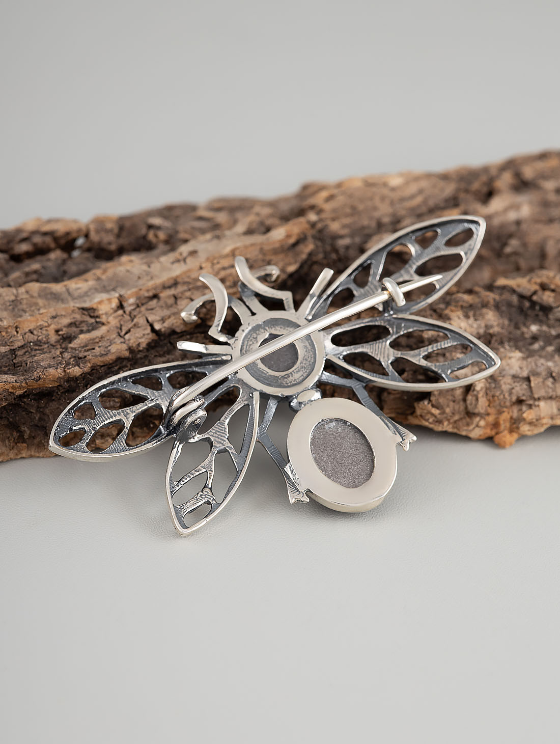 Brr1284z Обсидиан Брошь (Ag 925)