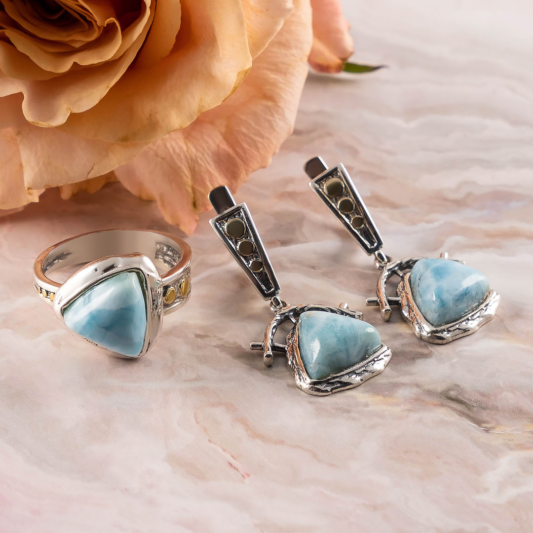 Err1268z Ларимар Серьги (Ag_925)