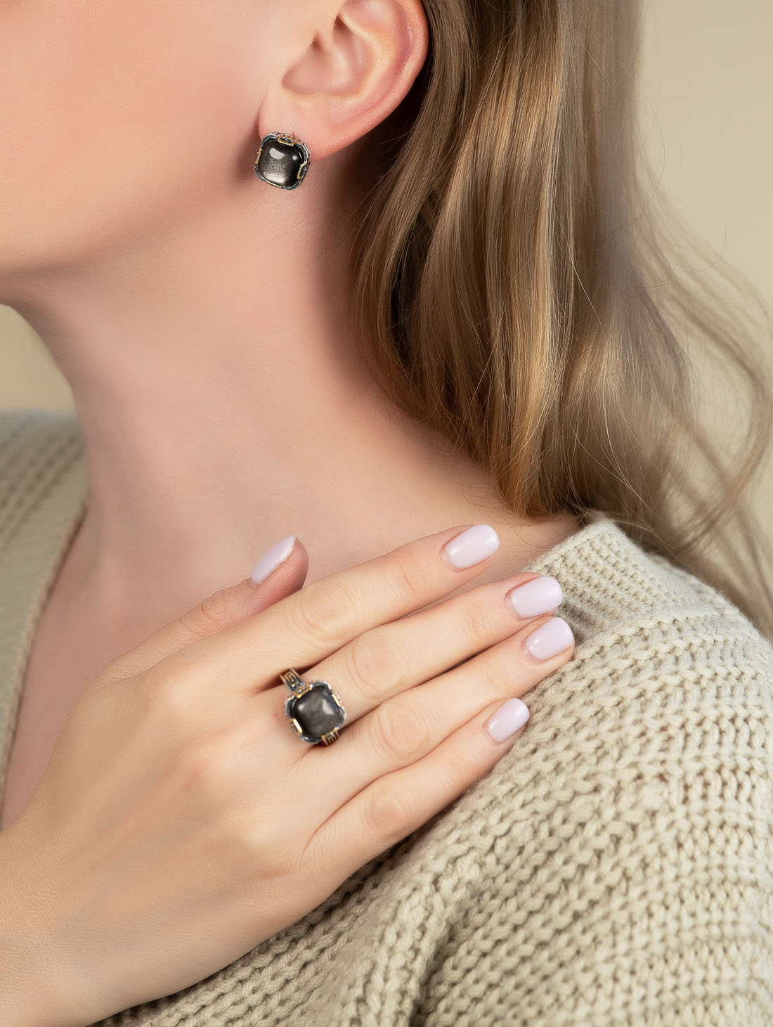 Rrr1301z Обсидиан Кольцо (Ag_925)