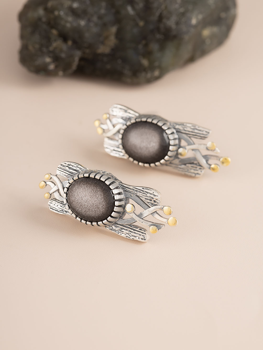 Err1497z Обсидиан Серьги (Ag 925)