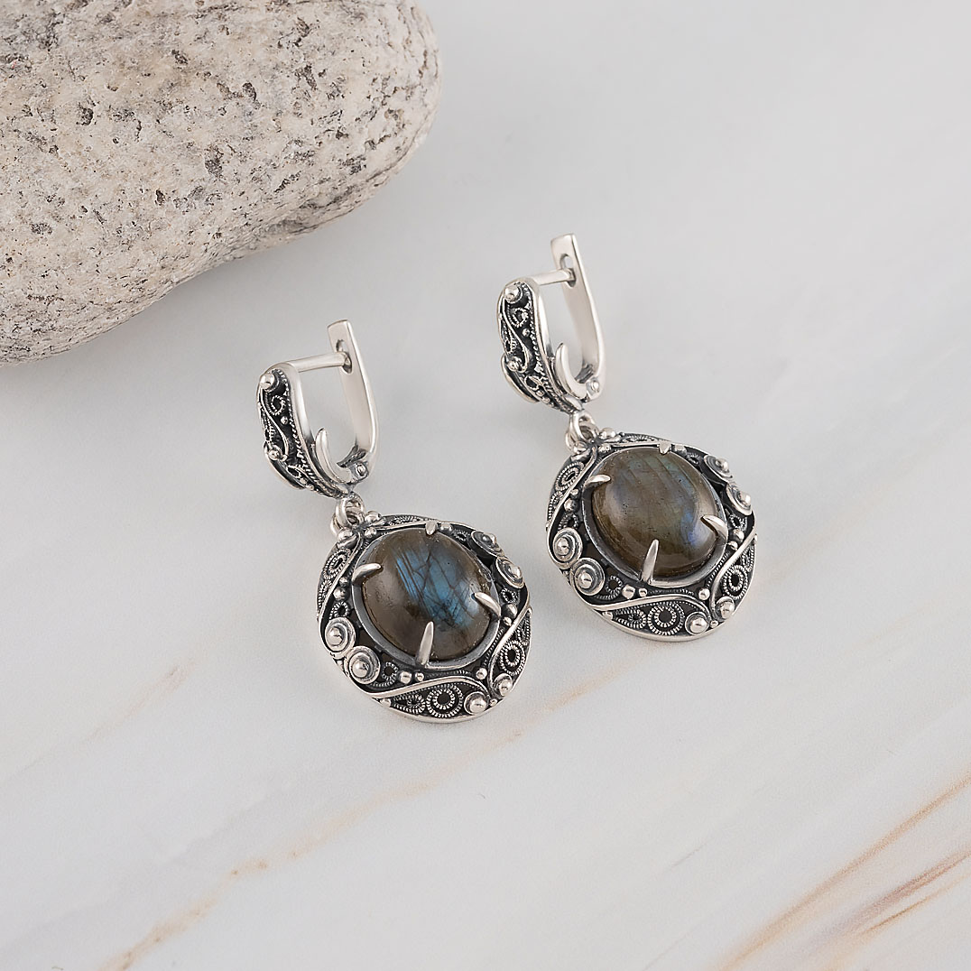 1609R Лабрадор Серьги (Ag 925)