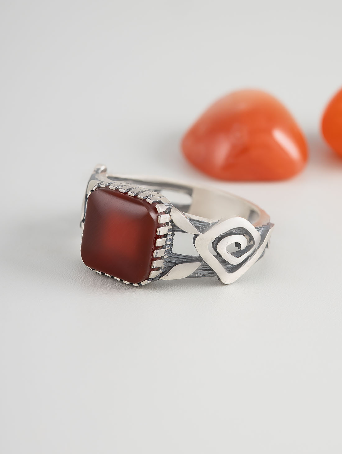 Rrr1496 Сердолик Кольцо (Ag_925)