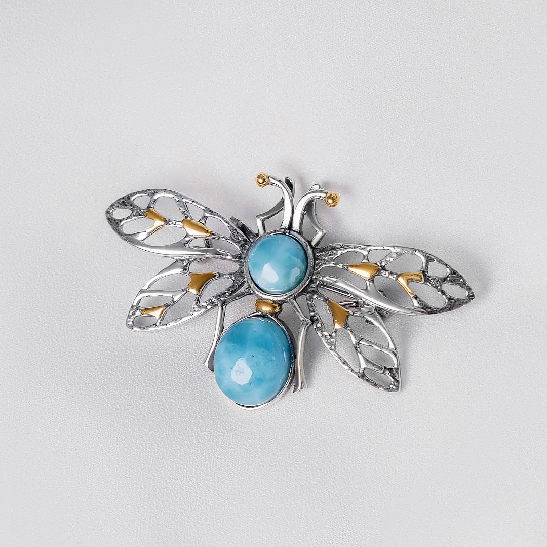 Brr1284z Ларимар Брошь (Ag 925)