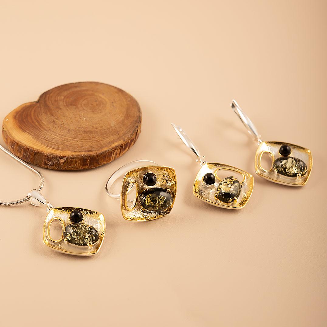 812290 зел Серьги (Ag 925)