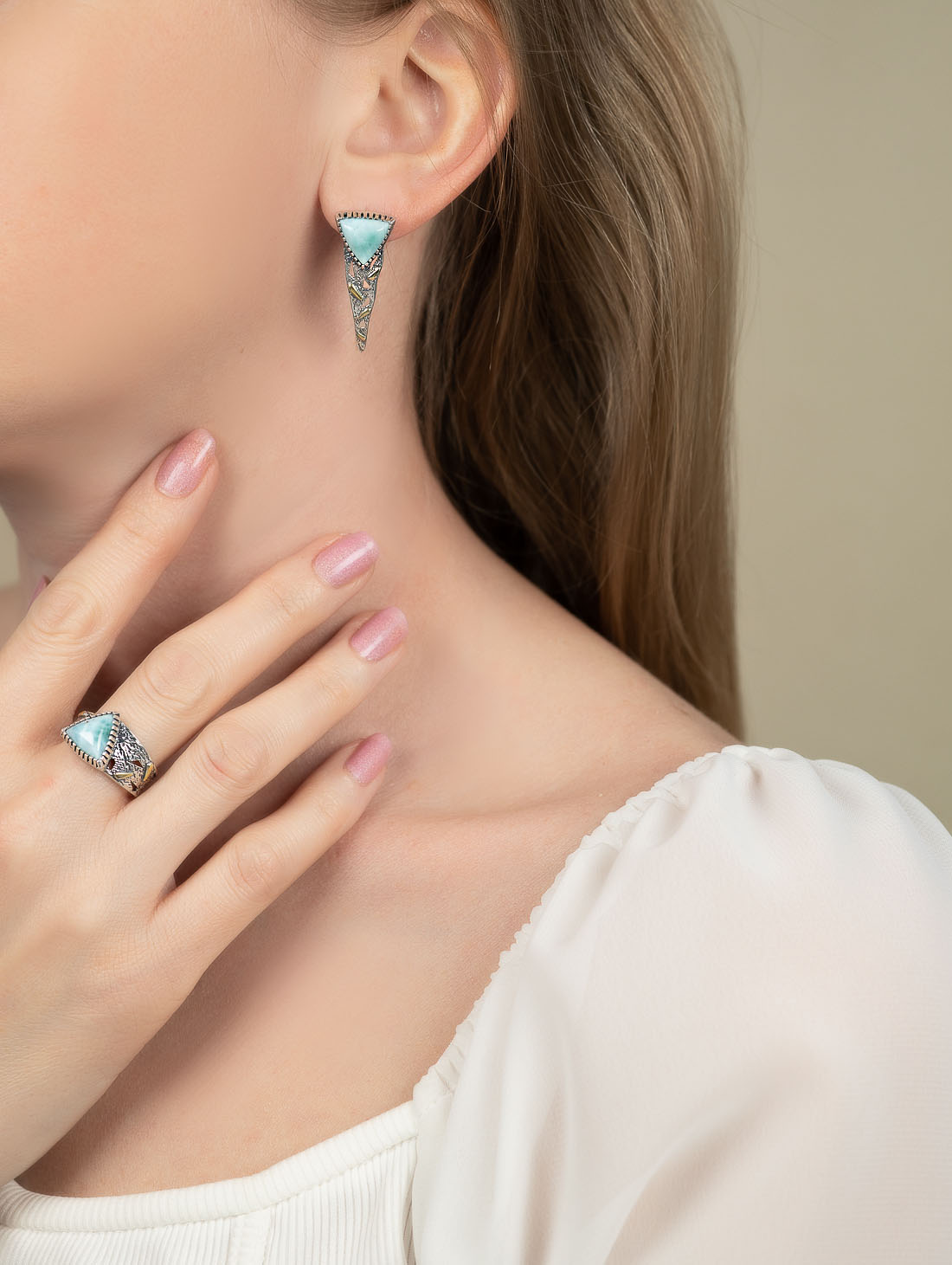 Err1495z Ларимар Серьги (Ag 925)