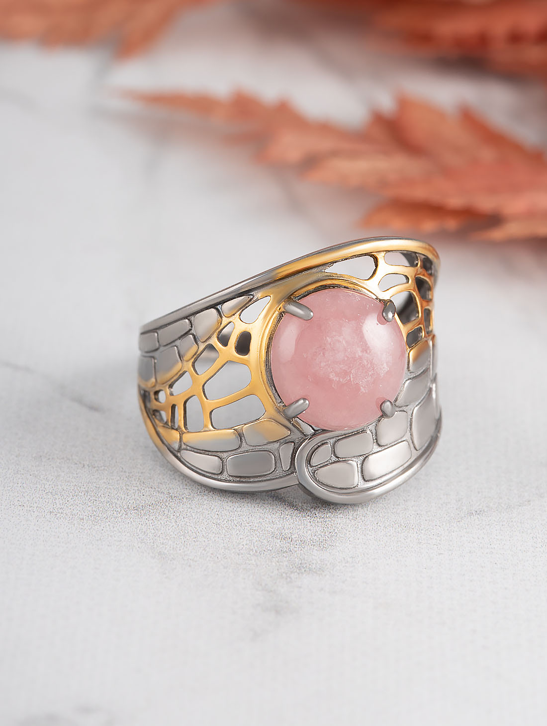 0610R Родохрозит Кольцо (Ag 925)