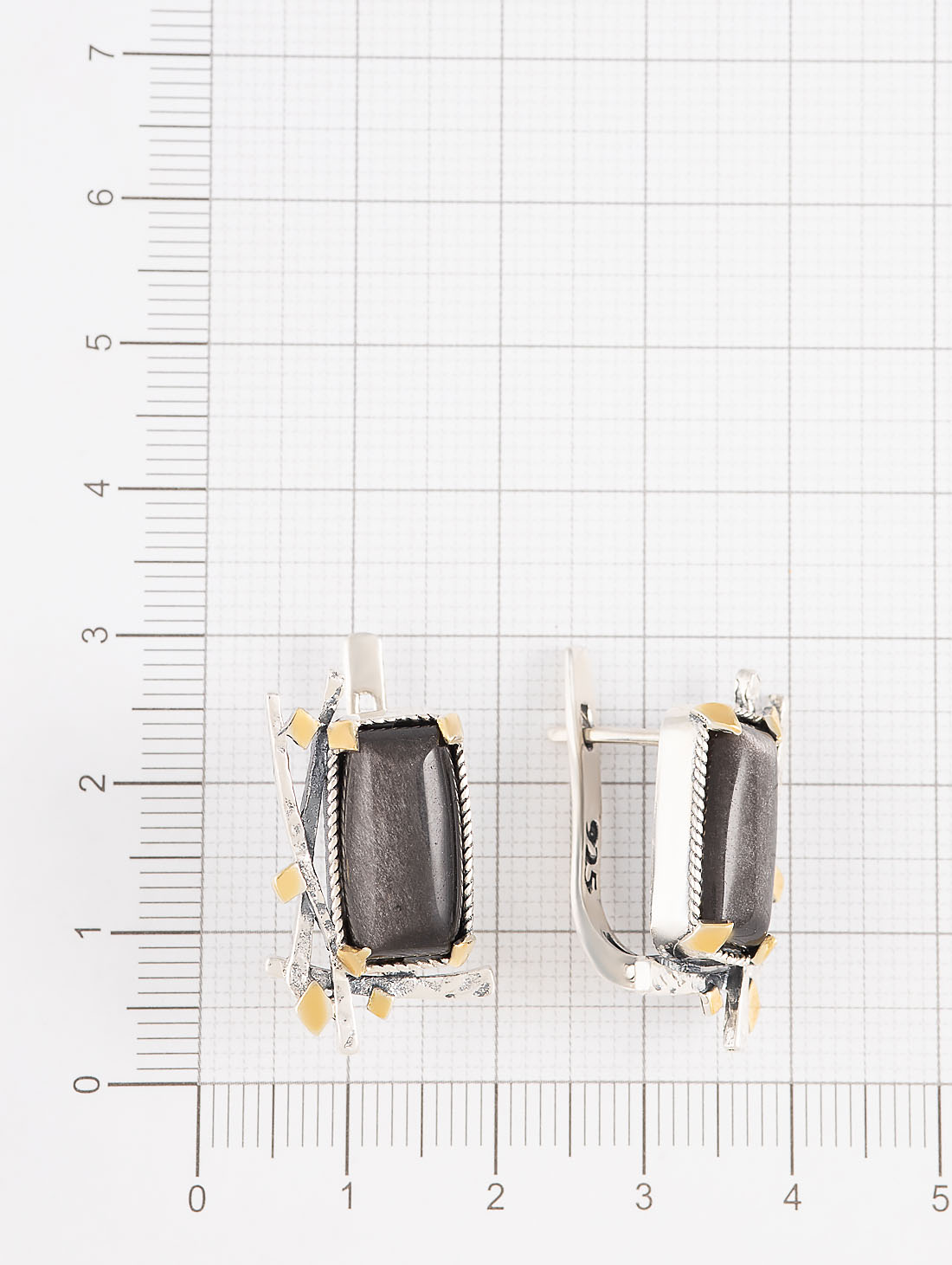 Err1456z Обсидиан Серьги (Ag 925)