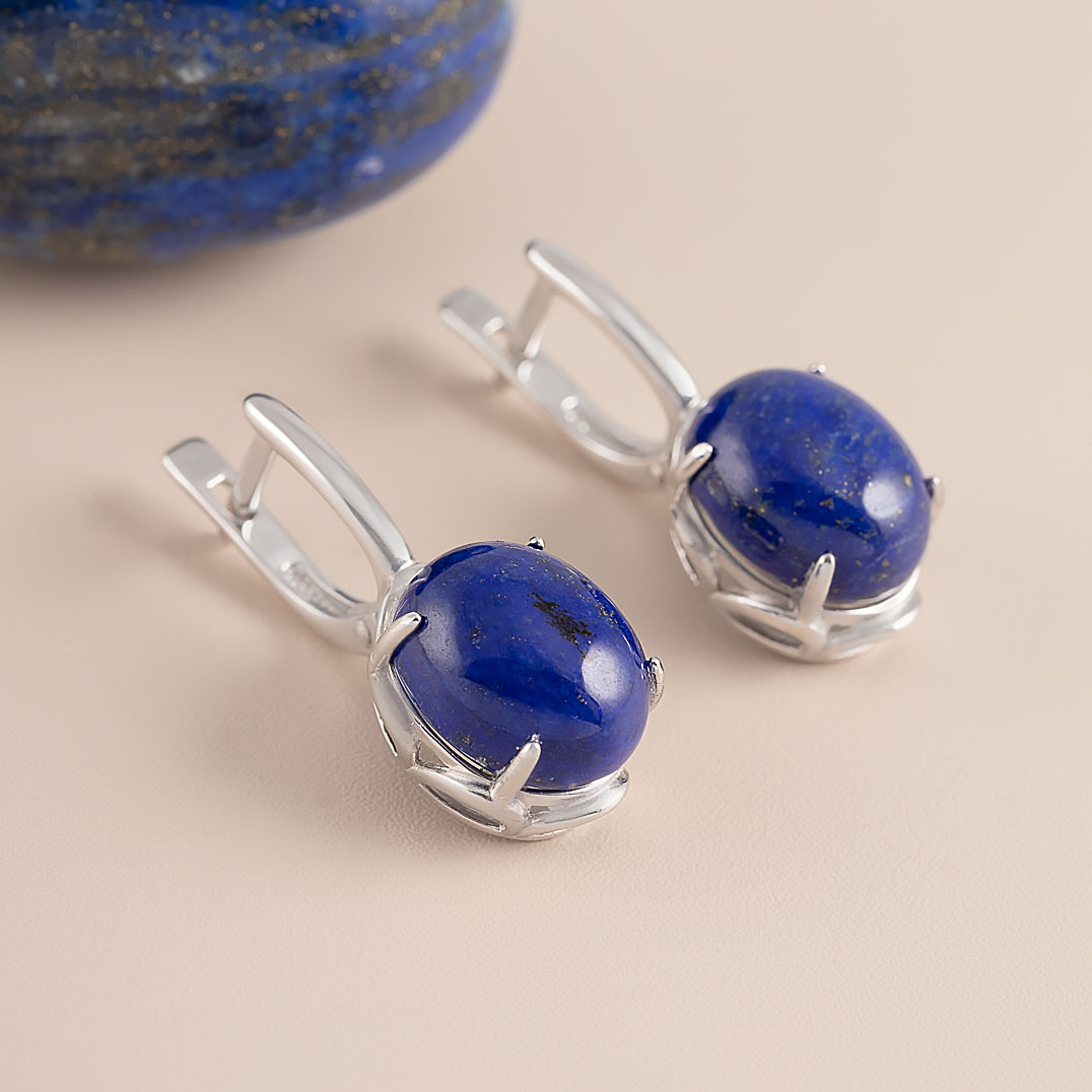 1584R Лазурит Серьги (Ag 925)